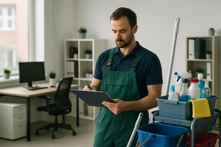 Un professionnel nettoie un bureau avec des équipements modernes à Coudekerque-Branche.