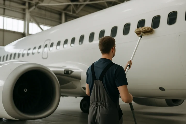 Équipe de nettoyage à Avion utilisant des équipements modernes dans un appartement.