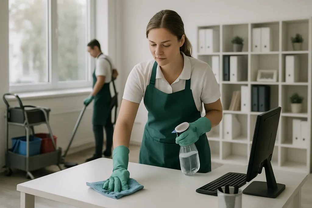 Techniciens de nettoyage en action dans un appartement à Hénin-Beaumont.