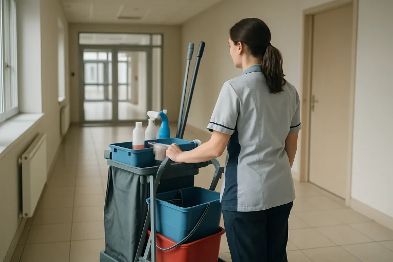 Des professionnels du nettoyage en train de travailler dans un appartement à Bruay-La-Buissière.