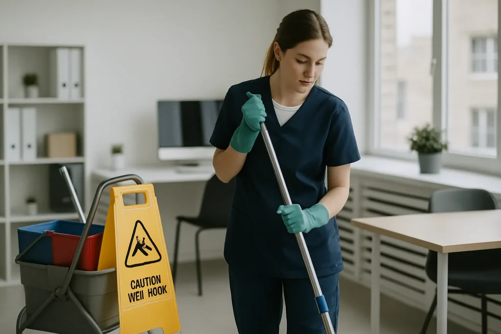 Des professionnels nettoient un appartement à Chantilly avec des produits écologiques.